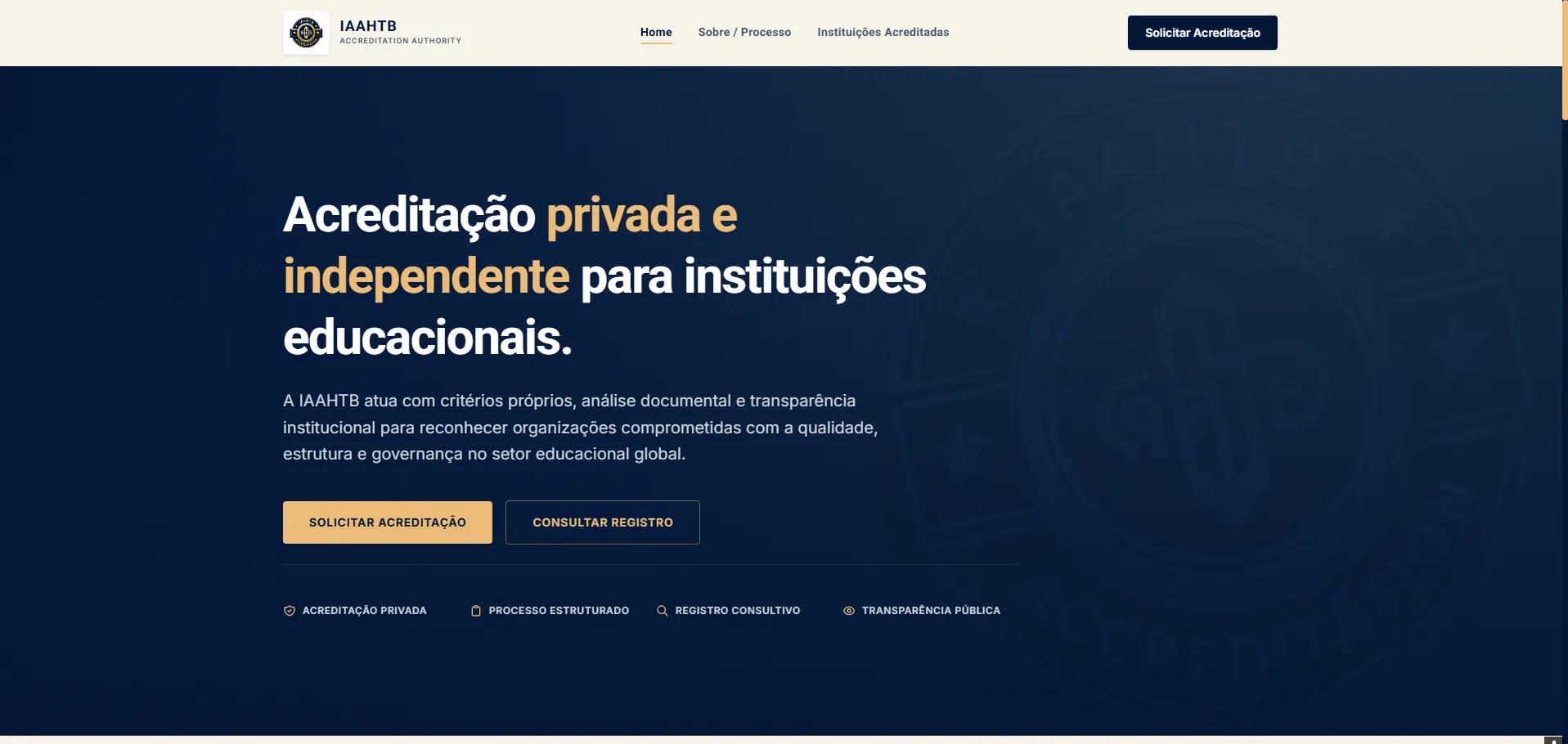 Interface do projeto IAAHTB Accreditation Authority