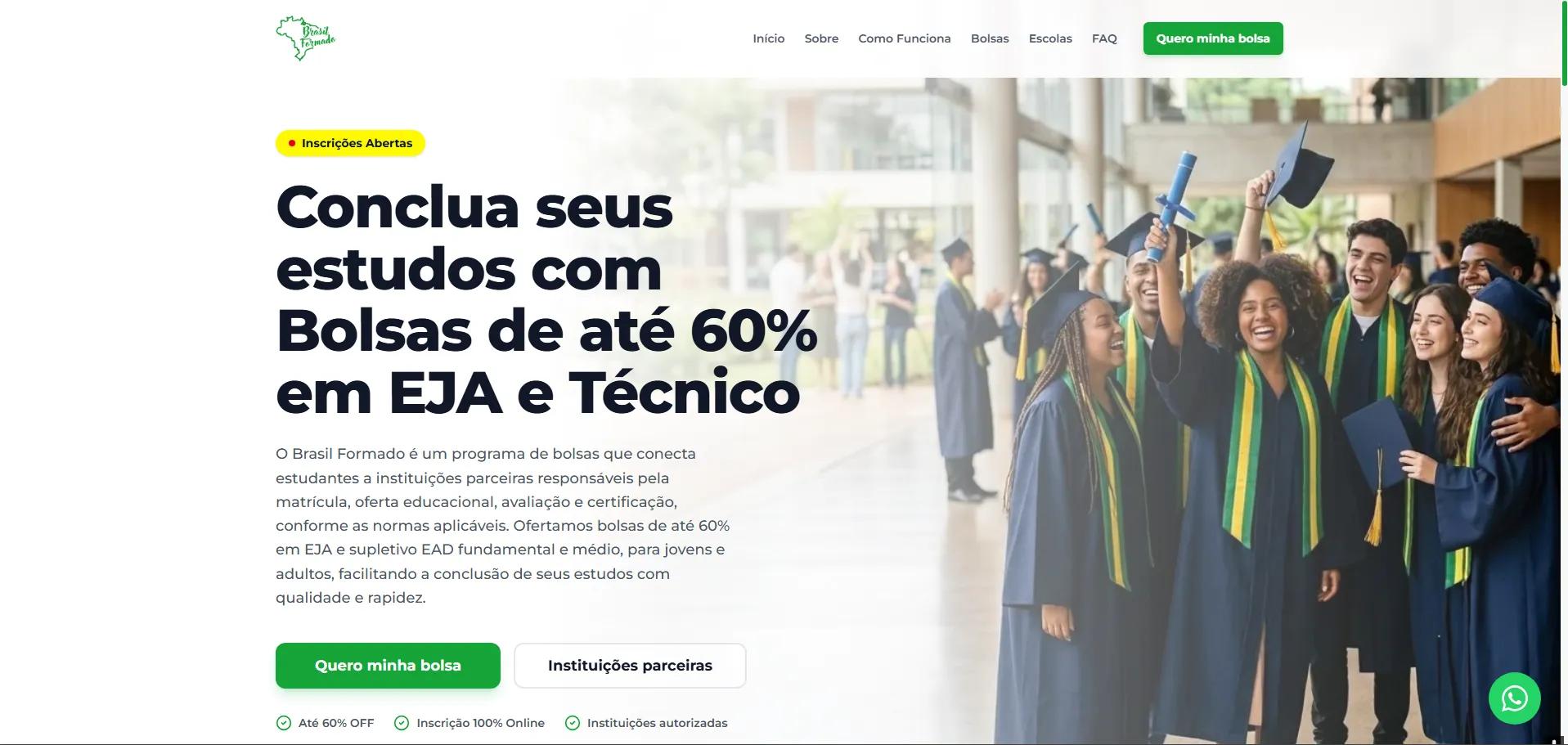 Interface do projeto Brasil Formado