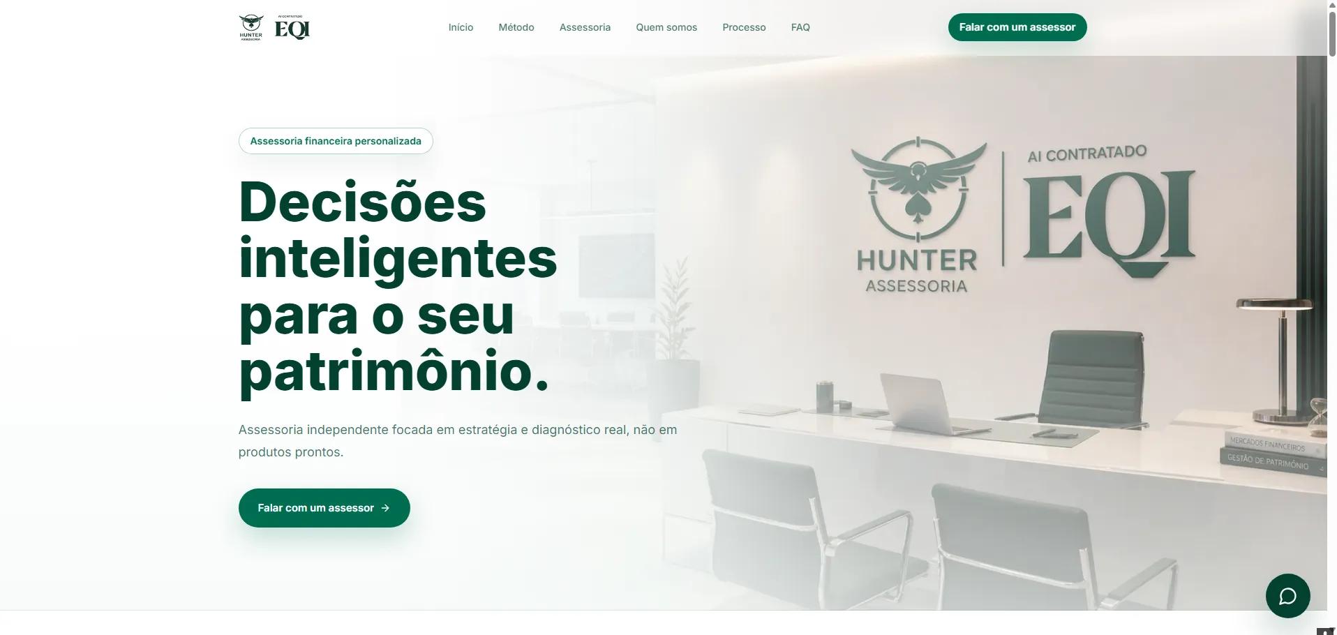 Interface do projeto Hunter Assessoria